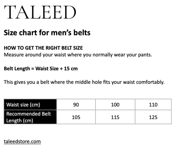 Men belt size chart
